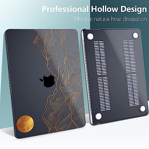 DONGKE for MacBook Air 13 Inch Case M5 2026 M4 2025 M3 M2 2024-2022 A3449 A3240 A3113 A2681, Plastic Hard Shell & Keyboard Cover & Screen Film for MacBook Air 13.6 Inch Case - Abstract Mountain - color: Abstract Mountain X692