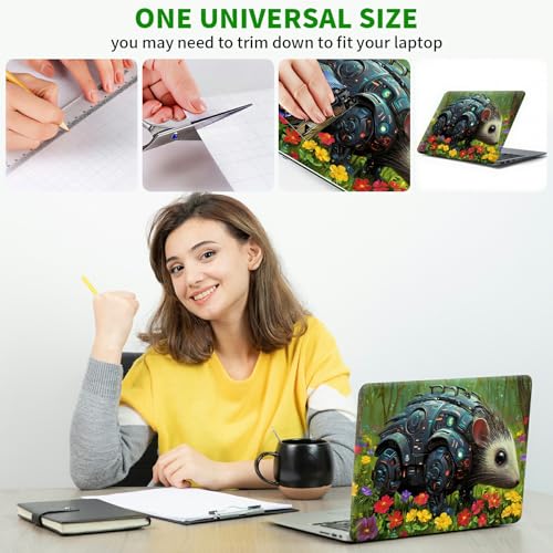 Laptop Skin Sticker Decal, Universal Protective Cover Fit 12 13 14 15.6 Inch Notebook, Reusable Water-Resistant Vinyl Decal w/ 2 Wrist Pads for Business Travel Office, Mouse Flower Forest - color: Mouse Flower Forest