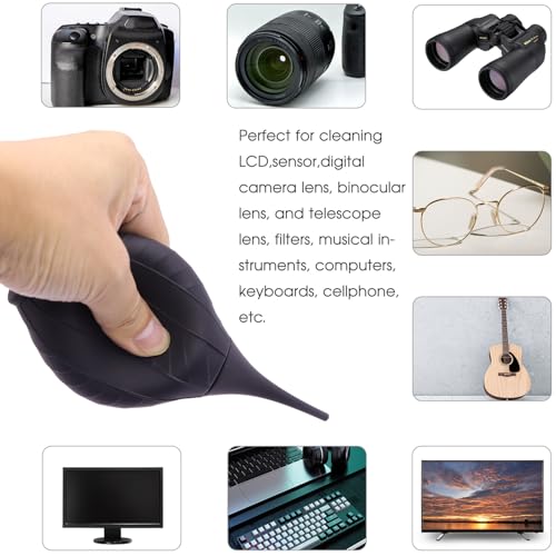 2 Pack Silicone Air Blower Blaster Pump Dust Cleaner with Cleaning Brush Cloth, Camera Cleaning Kit Camera Lens Blower, for Sensor LCD Screen Microscopes Musical Instruments Keyboards Laptop