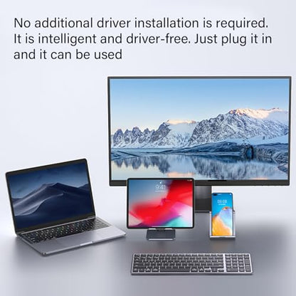 7 Port USB3.0 Adapter with 3 Type C and Individual Switches 5Gbps Fast Data Transfer Expansion Dock for Laptops PC