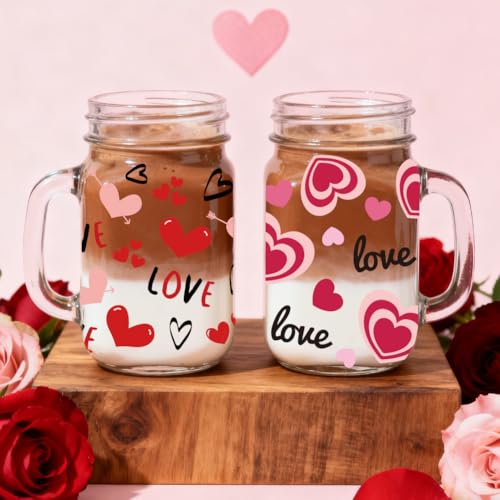 Valentine's Love UV DTF Cup Wraps, 10 Sheets Transfer Sticker | Waterproof UV DTF Stickers, Custom Vinyl Decals for 16oz Coffee Cups Tumblers Bottles Mugs, DIY Gifts & Crafts - style: Valentine's Love