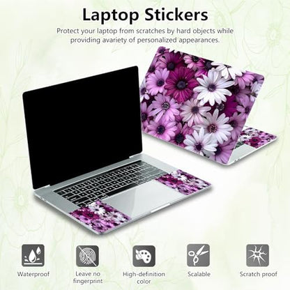 Laptop Skin Sticker Decal, Universal Reusable Vinyl Laptop Cover for 12" 13" 13.3" 14" 15" 15.4" 15.6" Notebook PC, Reusable Waterproof Scratch-Resistant with 2 Wrist Pads,Chrysanthemum Wildflower - color: Chrysanthemum Wildflower