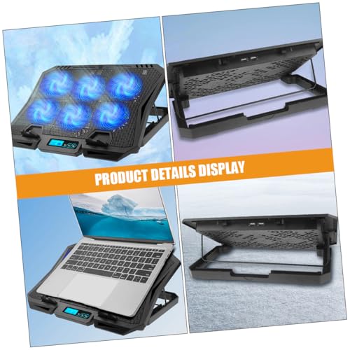 HOMSFOU Laptop Cooling Pad with 6 Quiet Fans 15.6 Inch Adjustable Speed Blue Light Laptop Stand Cooler for Gaming and Office Use