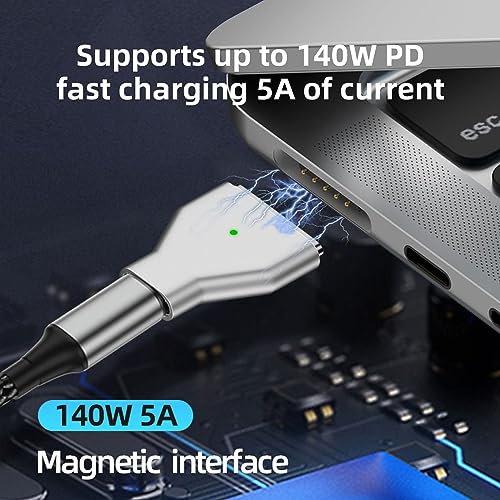 USB C to Magnetic 3 140W Charging Adapter Safe 3 Compatible with MacBook Pro 2023 (M2, 14/16 inch), MacBook Air 2022 (M2), MacBook Pro 2021 (M1, 14/16 inch) with 240W USB C Cable (1.5M) - size: Magnetic 3