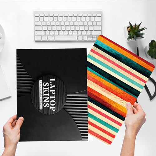 Universal Laptop Skin Sticker with 2 Wrist Pad Skins, Waterproof Scratch Resistant Vinyl Laptop Cover Decal, Cut to Fit for 11–15.6 Inch MacBook HP Dell Lenovo, Color Vertical Stripe - color: Color Vertical Stripe