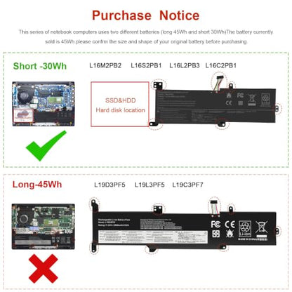 Futurebatt L16L2PB2 Laptop Battery Compatible with Lenovo IdeaPad 320-14AST 320-14IAP 320-14IKB 14ISK 15ABR 15AST 15IAP 15IKB 15ISK 17ABR 17AST17IKB 17ISK 130-14AST 330-15IKB 14AST 14IGM 14IKB 15AST - size: L16L2PB2 11.38*4.53*0.73 in