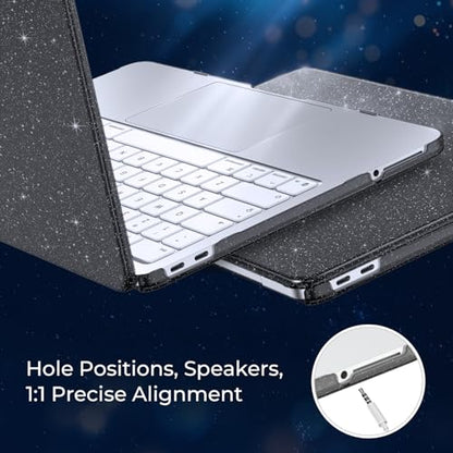 EooCoo for MacBook Neo Case 13 inch 2026, Anti Scratch, Sparkly Black | Lightweight, Protective Hard Shell Case & Keyboard Cover & Screen Film, Model A3404 with A18 Pro Chip - color: Sparkly Black