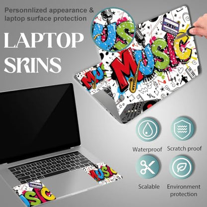 SUPERDANT Laptop Skin Sticker Music Graffiti Laptop Decals Personalized Universal Notebook Computer Wrap Vinyl Skin Stickers Cover Art Decal Removable 12-15.6 Inch Waterproof Scratch-Resistant Gifts - style: Music Graffiti