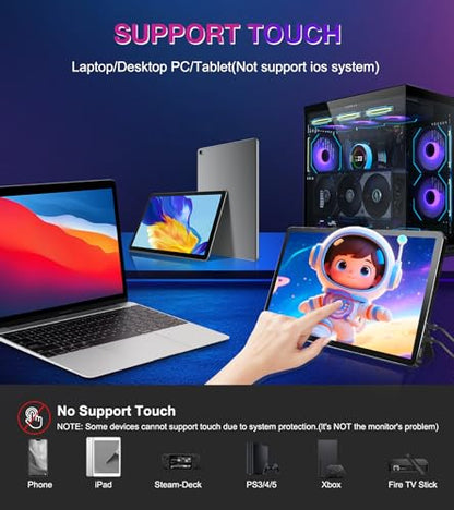 11 inch 2.5K 2560x1600 139% sRGB 1500:1 Portable Touchscreen USB-C HDMI Monitor 400nits for PC, Screen Extender IPS Small HDR Touch Screen Monitor, Mini CNC Display for Laptop PC Xbox PS4/5 - size: 11 inch