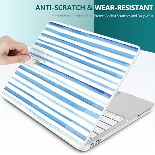 for MacBook Neo 13 Inch Case 2026 Release Model A3404, Blue Aesthetic Ultra-Slim Hard Shell with Keyboard Cover, 6-in-1 Laptop Accessories Bundle for Women Girls, Coastal Stripes - color: Coastal Stripes