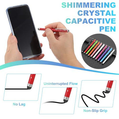 PATIKIL Stylus Pens for Touch Screens, 6 Pcs High Precision Universal Bling Stylus Crystal Metal Capacitive Pen for Touch Screen Devices Phone Tablets Laptop, Green - color: Green