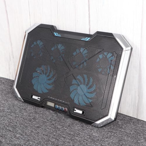 Luxshiny Silent Laptop Cooling Pad with RGB Lighting Effects with 6 Fans and Adjustable Height Stand, USB Cooler Dual USB Ports, and Iron Hollowed Shell for Gaming and Office Laptops