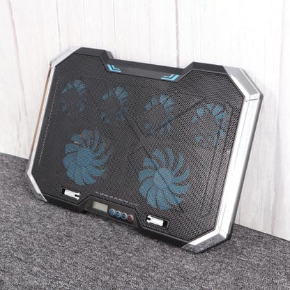 Luxshiny Silent Laptop Cooling Pad with RGB Lighting Effects with 6 Fans and Adjustable Height Stand, USB Cooler Dual USB Ports, and Iron Hollowed Shell for Gaming and Office Laptops