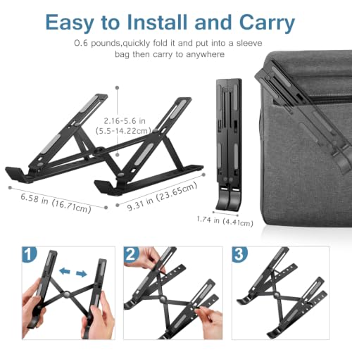 ivoler Laptop Stand, Laptop Holder Riser Computer Tablet Stand, 6 Angles Adjustable Aluminum Ergonomic Foldable Portable Desktop Holder Compatible with 10-15.6” MacBook,iPad, HP, Dell, Lenovo Black - color: C-Black