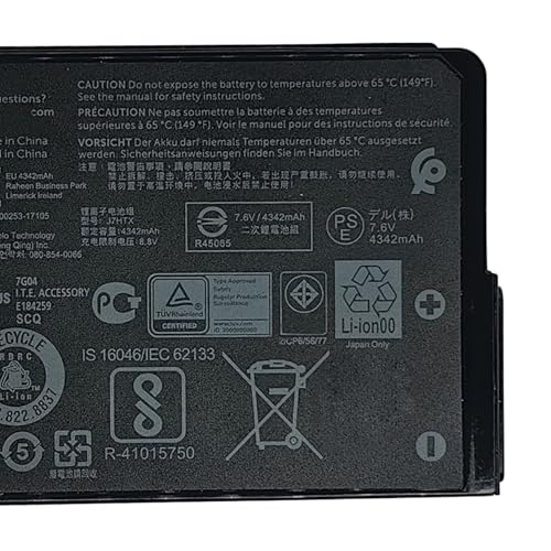 J7HTX Battery 34Wh 4342mAh 02JT7D 7XNTR FH8RW J82G5 7.6V 4-Cell | Replacement for Dell Latitude 7202 7212 Rugged Extreme / Latitude 7220 Rugged Extreme Series 451-BCDH - size: 6.31*4.34*1.17 inch J7HTX