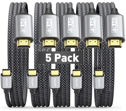 UANTIN USB C to HDMI Cable 6Ft for Home Office 4K High-Speed 5-Pack | USBC to HDMI Cord [Thunderbolt 3/4/5 Compatible] with MacBook Neo, Galaxy S9 to S25, iPhone 17 Pro/Max, iPad Pro, Surface - size: 6FT, style: 5 Pack