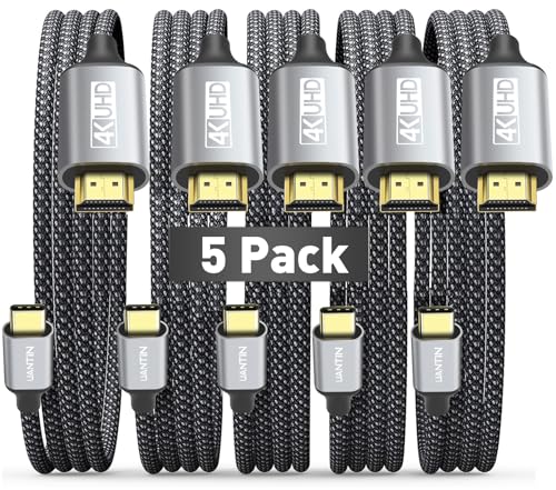 UANTIN USB C to HDMI Cable 10Ft for Home Office 4K High-Speed 5-Pack | USBC to HDMI Cord [Thunderbolt 3/4/5 Compatible] with MacBook Neo, Galaxy S9 to S25, iPhone 17 Pro/Max, iPad Pro, Surface - size: 10FT, style: 5 Pack