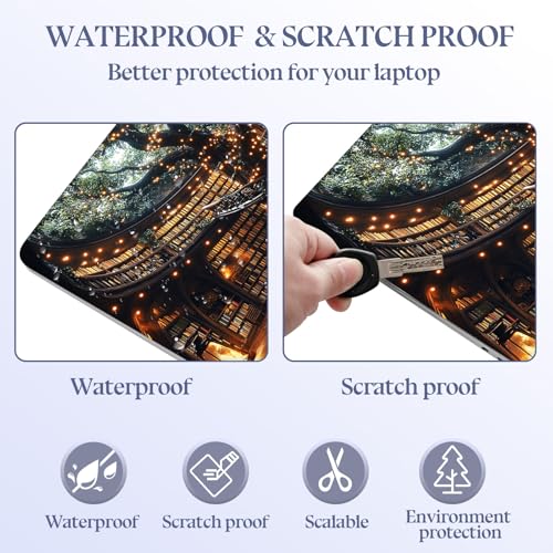 Universal Laptop Skin Sticker Decal,15.6 Inch Laptop Vinyl Cover for 13" 14" 15.6" Laptop,Scratch-Resistant Waterproof Protector Wrap,Reusable with Wrist Pads,Enchanted Tree Library - color: Enchanted Tree Library