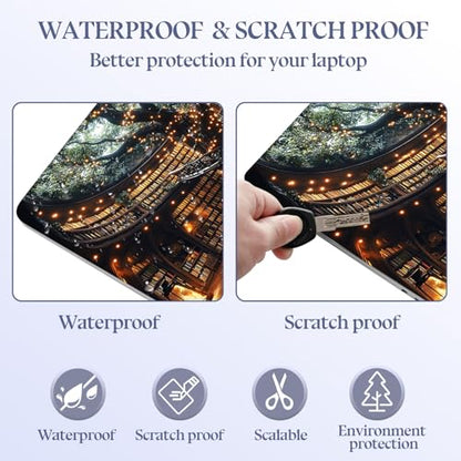 Universal Laptop Skin Sticker Decal,15.6 Inch Laptop Vinyl Cover for 13" 14" 15.6" Laptop,Scratch-Resistant Waterproof Protector Wrap,Reusable with Wrist Pads,Enchanted Tree Library - color: Enchanted Tree Library