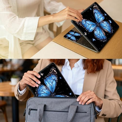 Universal Laptop Skin for 13-16 Inch Laptops,Vinyl Protective Sticker Decal,Easy DIY Trim-to-Fit for HP/Dell/MacBook,Bubble-Free & Removable,Blue Butterfly - color: Blue Butterfly