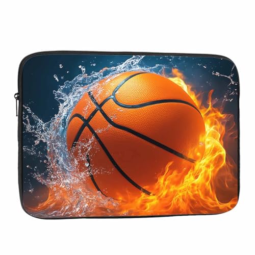 Laptop Sleeve Bag 15.4 15.6 Inch,Basketball Ball in Fire and Water Ball Flame Protective Polyester Computer Cases Laptop Cover Briefcase Bag Tablet Travel Cover - color: LPS-024