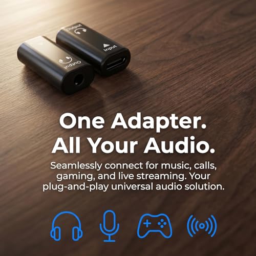 [2 Pack USB C to 3.5mm Headphone Jack Adapter, Type C Female to 3.5mm Female Digital Aux Audio Converter with DAC for PC, Tablet, Laptop, Microphone, Speaker