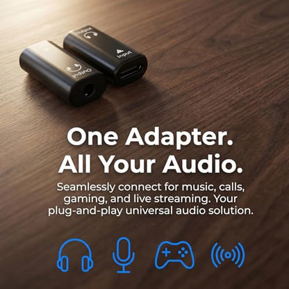 [2 Pack USB C to 3.5mm Headphone Jack Adapter, Type C Female to 3.5mm Female Digital Aux Audio Converter with DAC for PC, Tablet, Laptop, Microphone, Speaker
