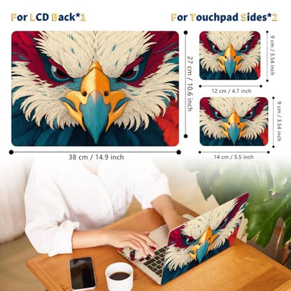 Universal Laptop Skin for 13-16 Inch Laptops,Vinyl Protective Sticker Decal,Easy DIY Trim-to-Fit for HP/Dell/MacBook,Bubble-Free & Removable,Majestic Eagle Face - color: Majestic Eagle Face