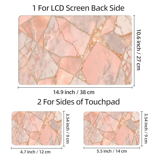 Universal Laptop Skin Sticker Decal, 12"-15.6" Aesthetic Vinyl Wrap, Pink Gold Marble Mosaic Tiles Waterproof Notebook Cover Art Protector for MacBook HP Dell Lenovo, Fits 13" 14" 15" 15.6" - color: Pink Gold Marble Mosaic Tiles