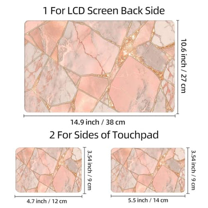 Universal Laptop Skin Sticker Decal, 12"-15.6" Aesthetic Vinyl Wrap, Pink Gold Marble Mosaic Tiles Waterproof Notebook Cover Art Protector for MacBook HP Dell Lenovo, Fits 13" 14" 15" 15.6" - color: Pink Gold Marble Mosaic Tiles