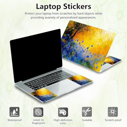 Laptop Skin Sticker Decal, Universal Reusable Vinyl Laptop Cover for 12" 13" 13.3" 14" 15" 15.4" 15.6" Notebook PC, Reusable Waterproof Scratch-Resistant with 2 Wrist Pads,Watercolor Wildflower - color: Watercolor Wildflower