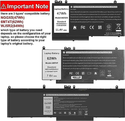 TREE.NB E5470 E5570 Battery 62WH 6MT4T Battery for Dell Latitude 14 5470 E5470 15 5570 E5570 Notebook 15.6" Part Number:7V69Y TXF9M 79VRK 07V69Y 7.6V 4-Cell - size: 9.09x3.93x0.24inch 6MT4T