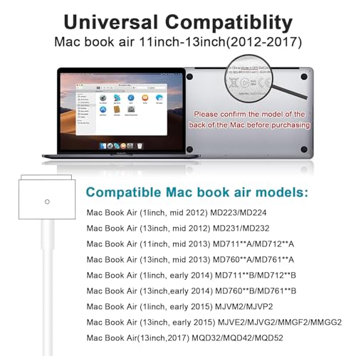 60W Charger for MacBook Pro, 60W Magnetic2 T-Tip Power Adapter Charger Replacement for Mac Pro/air 11/13 Inch (Between 2012-2017) - size: PA-60W