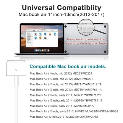 60W Charger for MacBook Pro, 60W Magnetic2 T-Tip Power Adapter Charger Replacement for Mac Pro/air 11/13 Inch (Between 2012-2017) - size: PA-60W