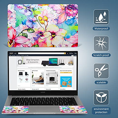 icolor Laptop Skin Sticker Decal 12 13 13.3 14 15 15.4 15.6 inch Personalized Universal Notebook Vinyl Skin Stickers Cover Art Decal Computer Protector (Flowers) - color: flowers