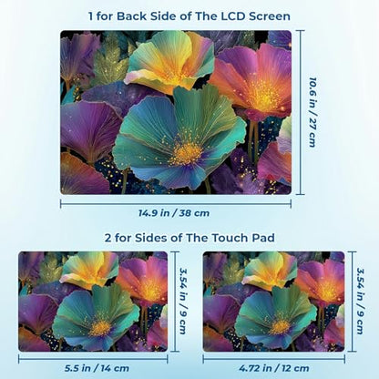 Reusable Universal Laptop Skin Sticker, Cut to Fit for 11.6–15.6 Inch Laptops, Waterproof Protective Film, No-Residue - Colorful Petals - color: Colorful Petals