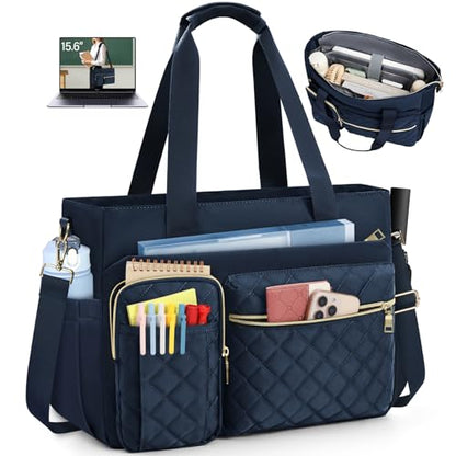 SDYSM Teacher Tote Bag 15.6 inch Laptop Bag Work Bags for Women Nurse Tote Professional Computer Messenger Shoulder Bags Laptop Briefcase for Office, College, Nursing, Dark Blue - color: Dark Blue