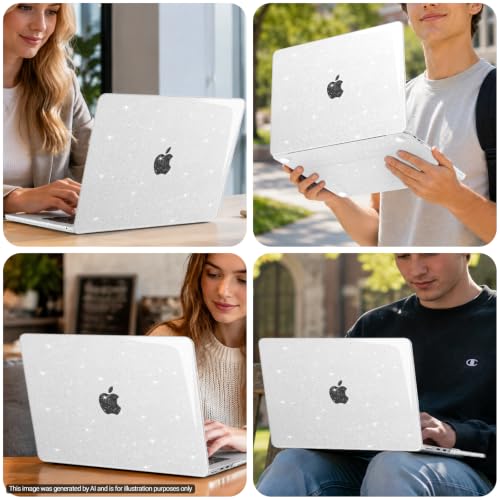 MOSISO Compatible with MacBook Air 13 inch Case M5 M4 M3 M2 2026-2022 | 4 in 1 Kit Bling Sparkly Hard Shell for MacBook Air 13.6 inch Case, Glitter Cover, A3449 A3240 A3113 A2681, Clear - color: Clear