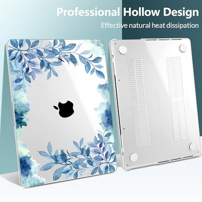 TWOLSKOO Compatible with MacBook Pro 14 inch Case M5 2026 2025-2021 Release M4 M3 M2 M1 Pro/Max Chip, Plastic Hard Shell & Keyboard Cover & Screen Protector & Trackpad Film, Blue Floral - color: Blue Floral