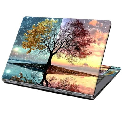 Laptop Skin Sticker Decal 12" 13" 13.3" 14" 15" 15.6",Waterproof Scratch Resistant Vinyl,Reusable Easy to Apply,for MacBook HP Dell Notebooks Netbooks Laptop,2 Wrist Pads,Dawn Dusk Tree - color: Dawn Dusk Tree