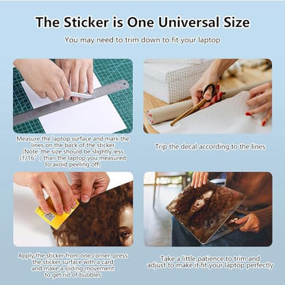 Universal Laptop Skin Sticker with 2 Wrist Pad Skins, Waterproof Scratch Resistant Vinyl Laptop Cover Decal, Cut to Fit for 11–15.6 Inch MacBook HP Dell Lenovo, Black Girl Red Hair - color: Black Girl Red Hair