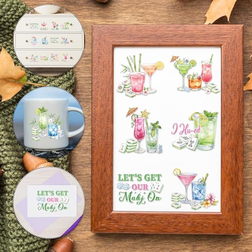 Rngmsi UV DTF Cup Wrap - 20 Pcs Mahjong UV DTF Stickers for 16 OZ Funny Mahjong Bird Waterproof UVDTF Transfer Decals for Glasses Cups Mug DIY Crafts - style: Mahjong