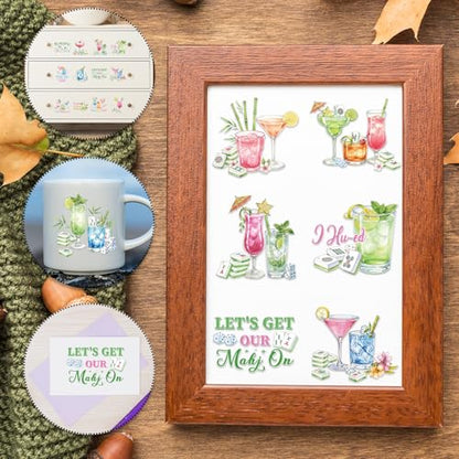 Rngmsi UV DTF Cup Wrap - 20 Pcs Mahjong UV DTF Stickers for 16 OZ Funny Mahjong Bird Waterproof UVDTF Transfer Decals for Glasses Cups Mug DIY Crafts - style: Mahjong