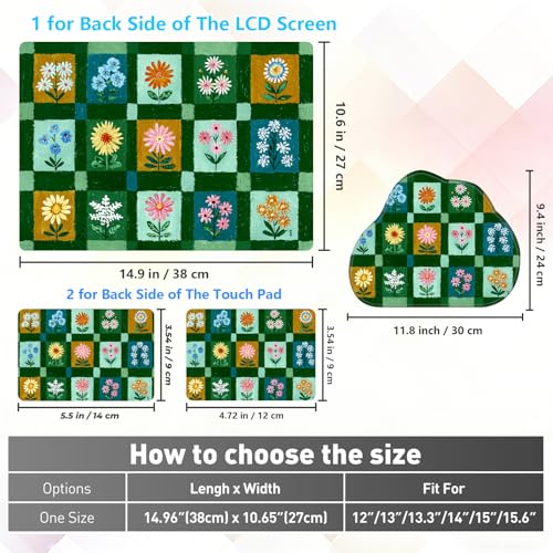 Laptop Skin Sticker Decal 15-15.6 Inch with Cute Mouse Pad, Universal Reusable Vinyl Sticker for 12.1 13 13.3 14 15.4 Inch Netbook and Notebook PC, Green Small Flowers - color: Green Small Flowers
