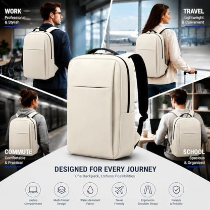 Laptop Backpack for Women & Men, 15.6" Laptop and Tablet Bag with Computer Compartment – Lightweight, Durable Travel & Work Backpacks, Beige - color: Backpack 01 Beige