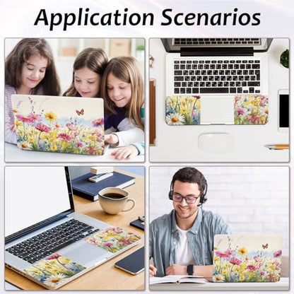 Laptop Skin 12.1-15.6 inch Removable Universal Reusable Laptop Sticker Decal,Waterproof No Residue Vinyl Cover,Scratch-Resistant Cuttable Full Wrap Sticker for Notebook, Wildflower Daisy Butterfly - color: Wildflower Daisy Butterfly