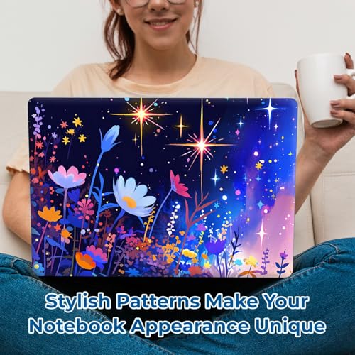 Reusable Universal Laptop Skin Sticker, Cut to Fit for 11.6–15.6 Inch Laptops, Waterproof Protective Film, No-Residue - Starlit Flowers - color: Starlit Flowers
