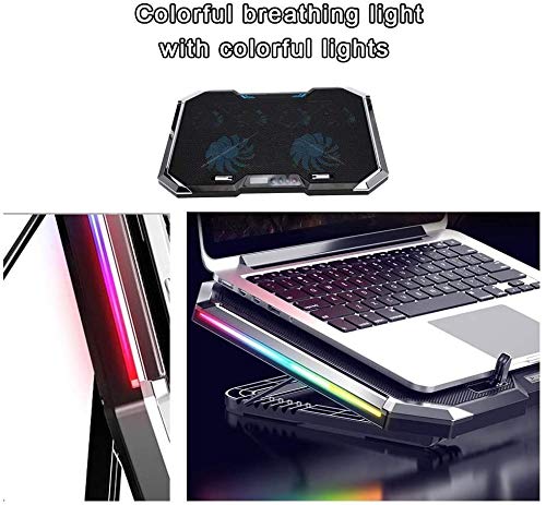 Laptop Cooling Pad 6 Fans Up to 18 Inch Heavy Notebook Cooler, 6 LED Lights, 2 USB Ports,Multi-Angle Adjustment Base Computer Heatsink