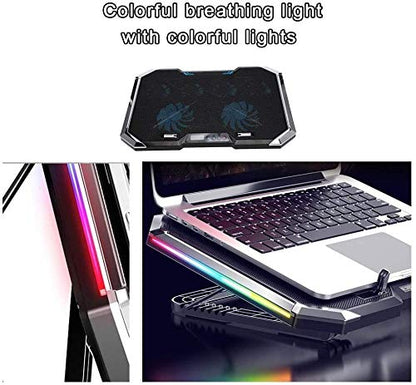 Laptop Cooling Pad 6 Fans Up to 18 Inch Heavy Notebook Cooler, 6 LED Lights, 2 USB Ports,Multi-Angle Adjustment Base Computer Heatsink
