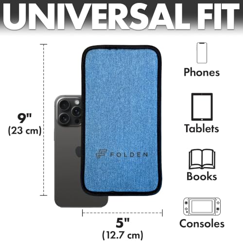 Airplane Phone Holder - Foldable Phone Stand for Plane Travel | Blue Denim,Tabletop Mount Desk, Plane Tray Seat back, Treadmill, Fits iPhone Cell Phone, 9 x 4.3 in - color: Denim, size: Large